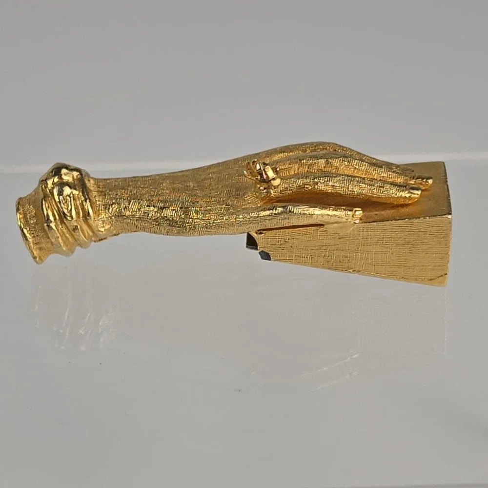 Rare Signed Lilly Dache for Jolle Gold Tone Hand Pencil Sharpener Vtg MidCentury